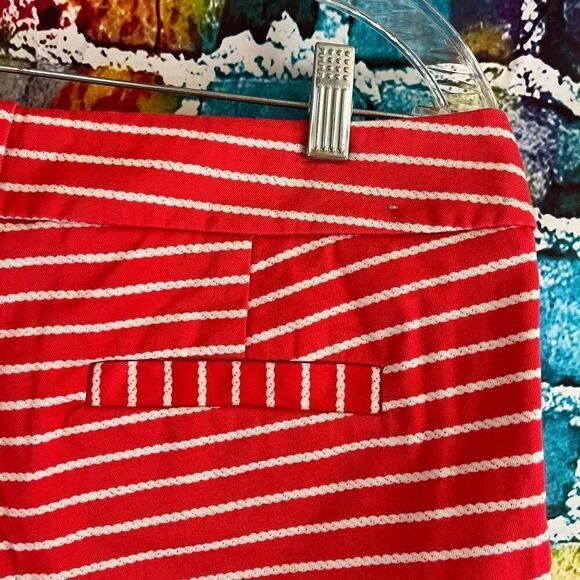 J. Crew Stretch Chino Style Shorts Style 37571 Size 8 Coral/White Stripes - Picture 6 of 6